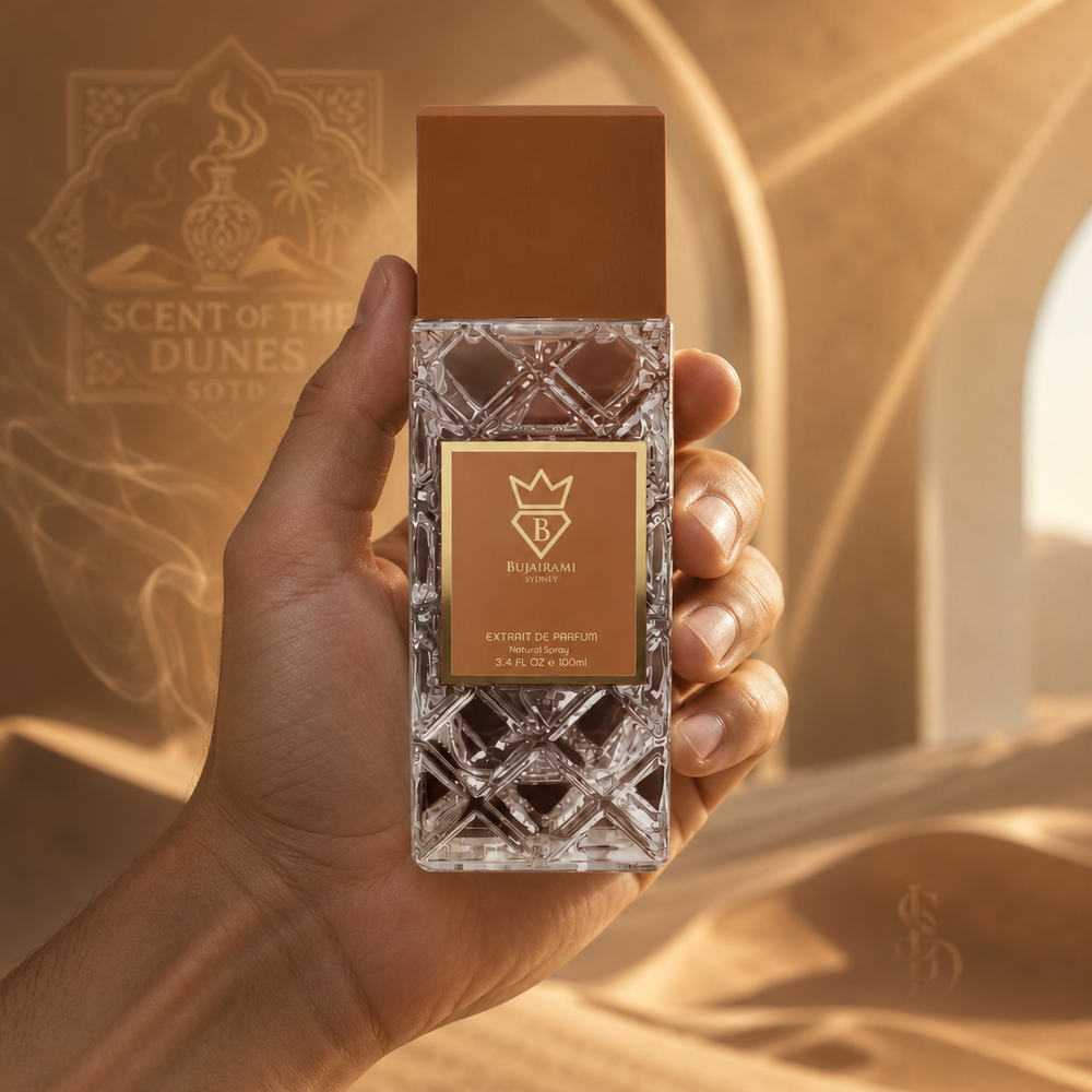 Bujairami Rose in Gold perfume bottle