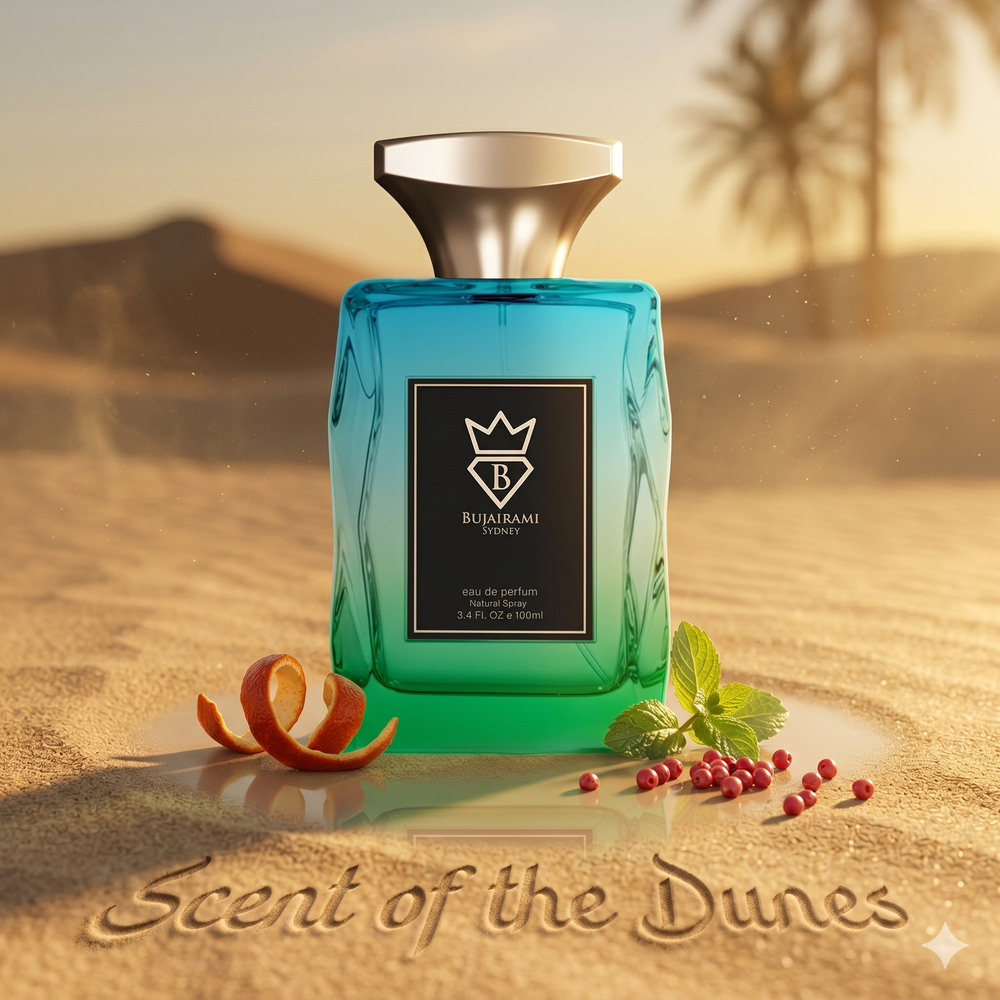 Safari Squeeze Bujairami tropical fruity oud fragrance available from Scent of the Dunes UK